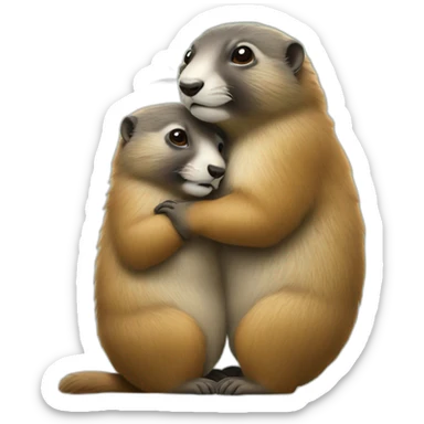 Deux marmottes qui s'embrassent sticker