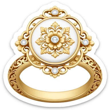 Engagement ring with plate decor sticker