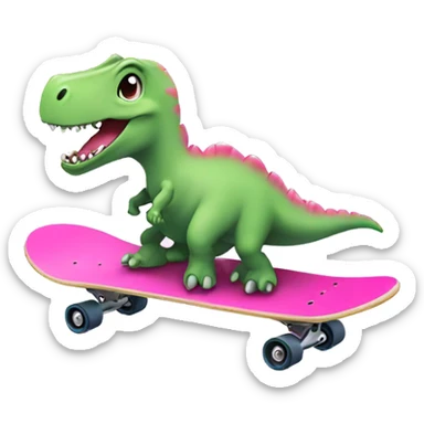 Pink dinosaur on a skateboard  sticker