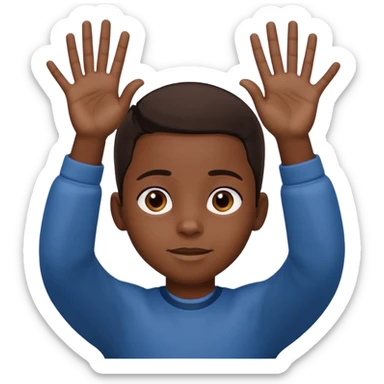 a black kid with two hands up sticker