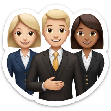 3 people business meeting circular crop sticker