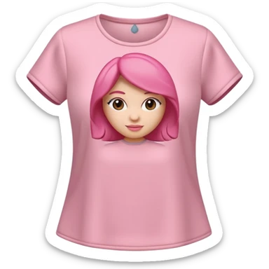 A 3D cartoon rose-pink women’s top with short sleeves, soft fabric texture, gentle lighting, isolated on plain background, Memoji-style. sticker