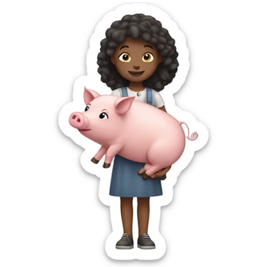 Girl carrying a pig sticker