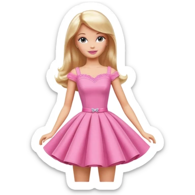barbie girl dress color, half body sticker