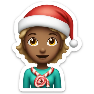 Girl with Santa hat and candy cane sticker