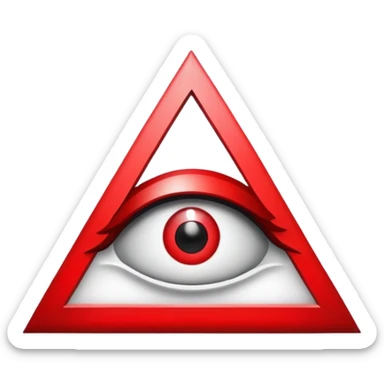 Illuminati triangle symbol with eye in center, black and red color scheme sticker