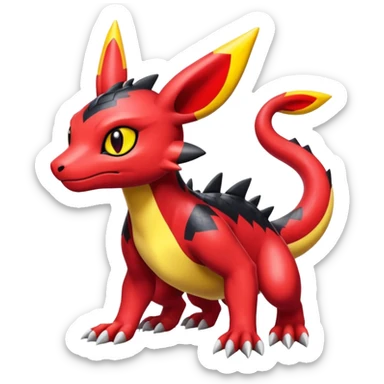 Cute Shiny Guilmon-Quilava-Salandit-Umbreon-Fakémon-hybrid-creature (full body)  sticker
