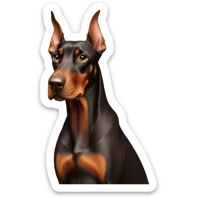 Brown Doberman blowing a kiss sticker
