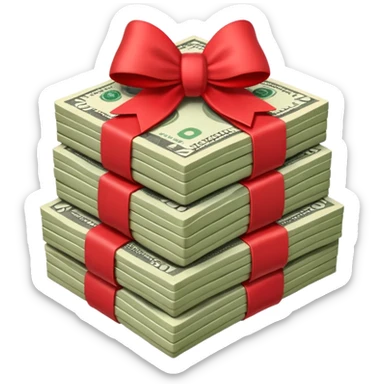 money with a bow sticker