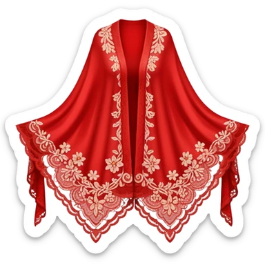 A simple red lace shawl with a delicate design sticker