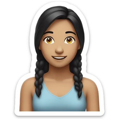 smiling girl with black hair portrait sticker