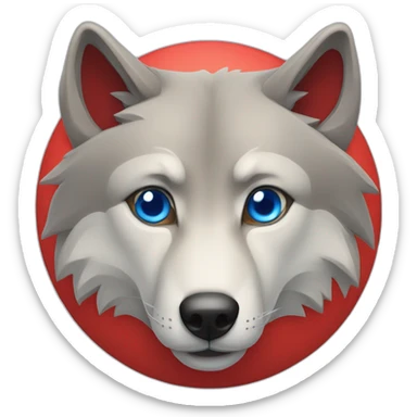 Loup  avec un oeil bleu et un oeil rouge sticker