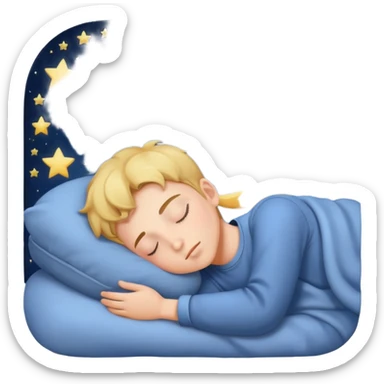 boy sleeping with Z symbols stars and moon in night sky sticker