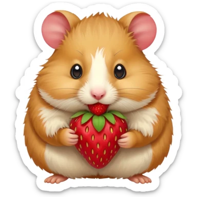 hamster eating strawberries sticker