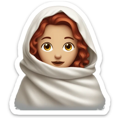 Dark red haired girl with white blanket sticker
