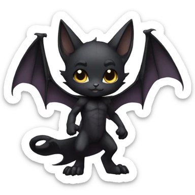 a anthro chibi black bat-cat-Fakémon-hybrid full body sticker
