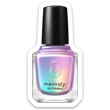 Brand name  " Maniogly " on label of iridescent pastel gel nail polish bottle sticker