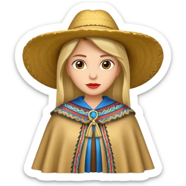 woman with fashion pancho no hat sticker