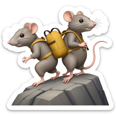 A rat carrying another tired rat up a mountain on his back sticker