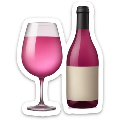 wine bottle and pink wine glass sticker