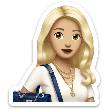 Blonde Chanel blue eyes Asian Girl with Birkin bag and Chanel necklace sticker