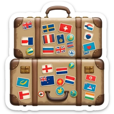 Suitcase with travel stickers from different countries sticker