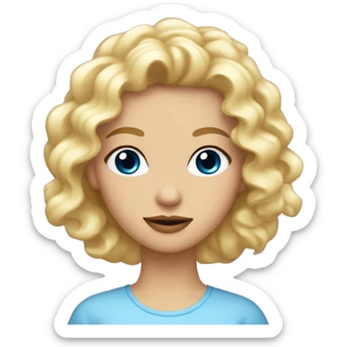 una chica blanca, rubia de rizos, ojos azules, labios rosas, pestañas bonitas sticker