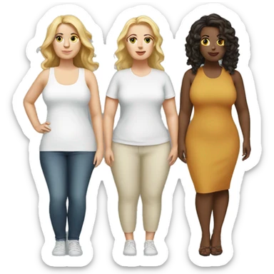 3 white women plus size sticker