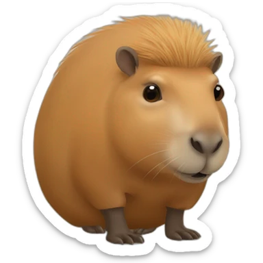 Capybara met een sinasappel op zijn hoofd sticker