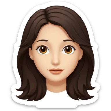 Briseide ha i capelli lunghi e castano scuro e leggermente ondulati, gli occhi castani e ha il viso allungato sticker