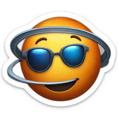 planet Mercury with a cartoon smiling face with sunglasses sticker