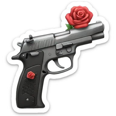gun with tiny embedded rose sticker