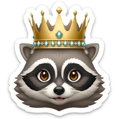 queen racoon with jewelled crown  sticker