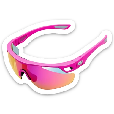 chunky pink sport sunglasses with protective visor lens, substantial build sticker