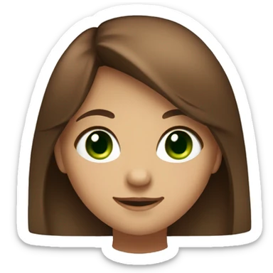 An girl with green eyes and brown hair, She has a nose piercing on the right, very beautiful facial feat ures, a cute smile. sticker