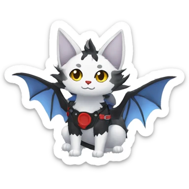 cool edgy black red ethereal fantasy nargacuga-bat-cat-Fakemon collar harness full body sticker