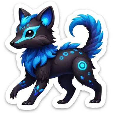 Epic Edgy Cute Colorful Vibrant Dark Nebula Modern Vernid-Protogen-creature-animal, full body sticker