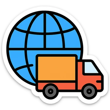 a globe with a delivery truck sticker