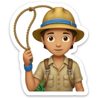 Boy + holding rope,Jungle Explorers. sticker