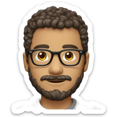 Garçon lunettes et cheveux courts bruns bouclés  sticker