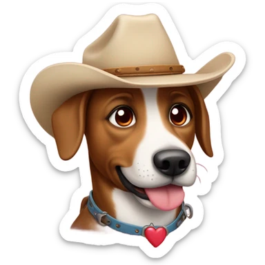 Cowboy dog with heart eyes  sticker