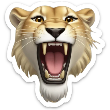 Lioness roaring sticker