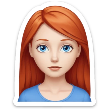 White girl with blue eyes and straight slightly red hair sticker