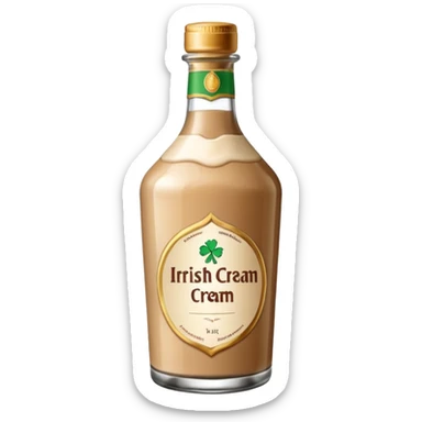 Irish cream bottle with a label, simple, clear sticker