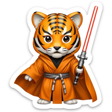 Star Wars tiger face with lightsaber and Jedi robe for Twitch emote sticker