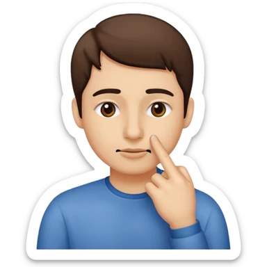 emoji that shows someone rubbing their index finger on their nose. sticker