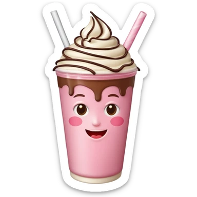 milkshake with a face different flavors sticker