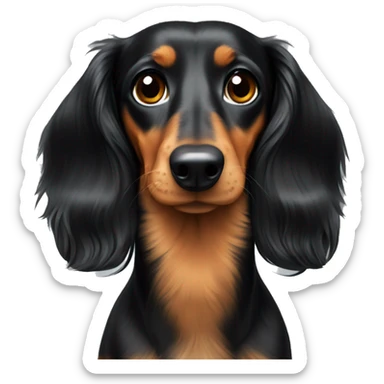 Long haired black and tan dachshund  sticker