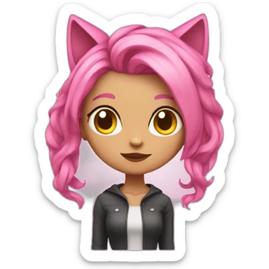 Catgirl with pink hair sticker