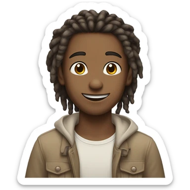 Androgynous brown boy with side part dreadlocs flirting sticker